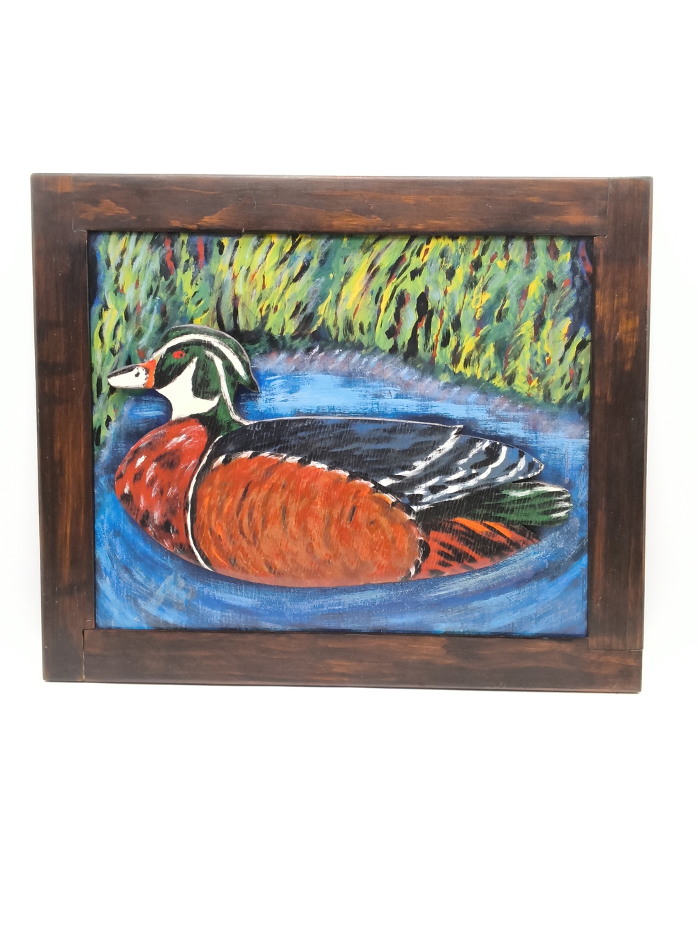 Vintage Wood Duck 3D Relief Hand Painted Wall Art